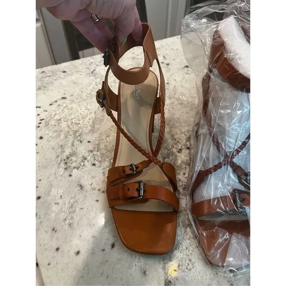 Botkier Rory Chunky Heeled Sandals in Whisky Leather Sz 11 NIB