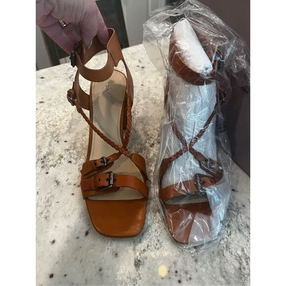 Botkier Rory Chunky Heeled Sandals in Whisky Leather Sz 11 NIB