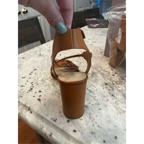 Botkier Rory Chunky Heeled Sandals in Whisky Leather Sz 11 NIB