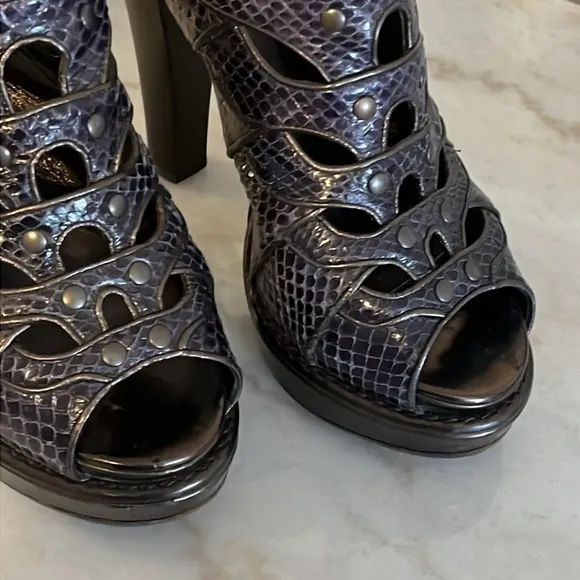 BOTTEGA VENETA heels Leather Python Animal print slingback platforms EU …