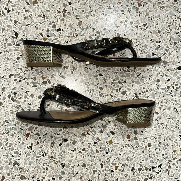 Bottero Brazil black gold heel sandal 6