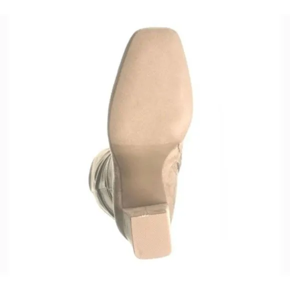 BP Cali Stretch Square-Toe Over-the-Knee Block Heel Boot Taupe Size 7 NWOB