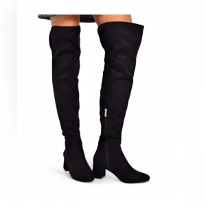 BP Over The Knee Black Suede Block Heel Boots Size 6