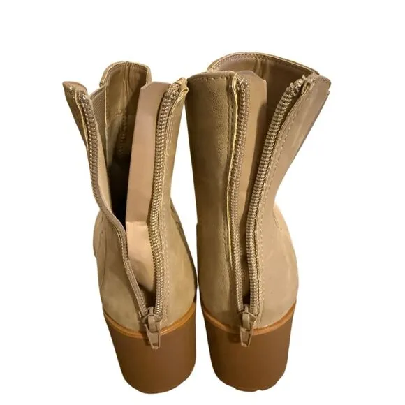 🟠Brand New Mia Amore Letty Lug Sole Chelsea Chunky Ankle Boots in Stone Size 10