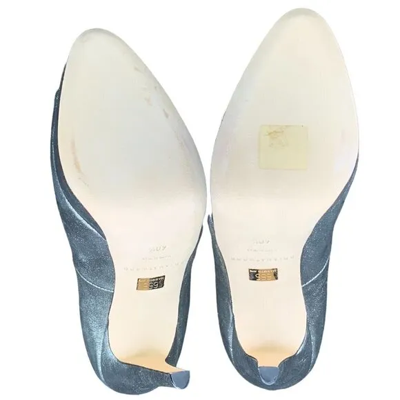 BRIAN Atwood Madison Avenue Gold Platform Peep Toe Heels Size 10.5