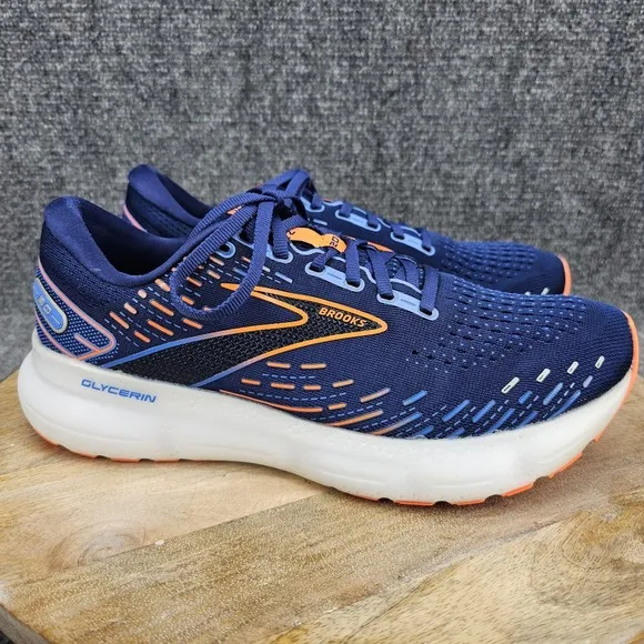 Brooks Glycerin 20 Mens Size 11 Blue Orange Athletic Running Shoes 1103831E444