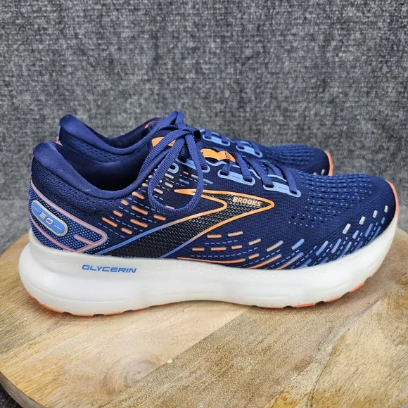 Brooks Glycerin 20 Mens Size 11 Blue Orange Athletic Running Shoes 1103831E444