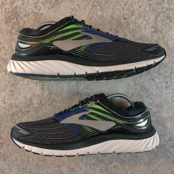 Brooks Men Size 10.5 D Glycerin 15 Shoes Black Blue Green Running *Read Desc.