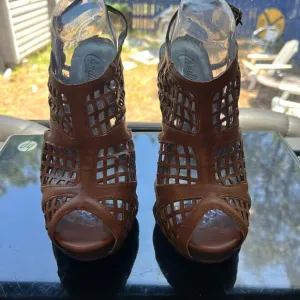 Brown Peep-Toe Women's Shoes