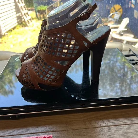 Brown Peep-Toe Women's Shoes