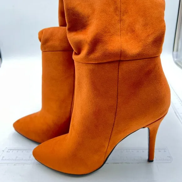 Brown Women Chic Faux Suede Knee High Long Boots Pointed Toe High Heel Shoes