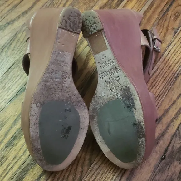 Brunello Cucinelli Leather Wedge strappy Sandals