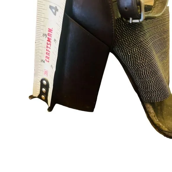 Brunello Cucinelli Monili Strap Block Heel Sandals size39 brown metallic leather