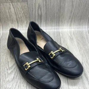 Bruno Magli Black Leather Loafers with Gold Accent