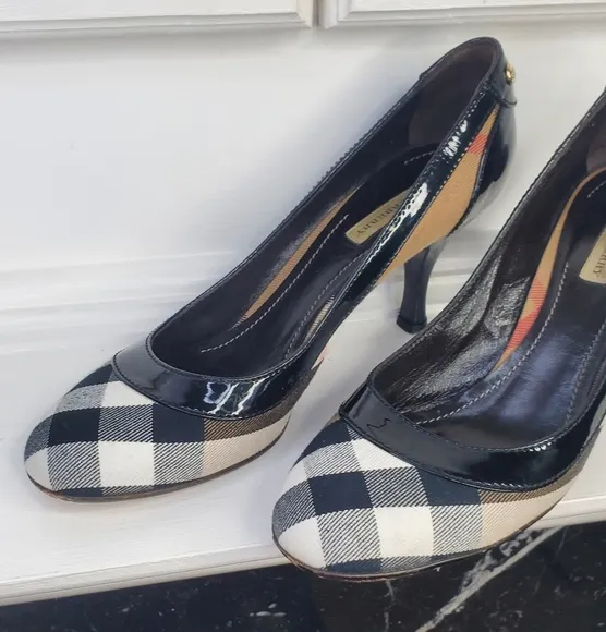 Burberry Women's Black and White Checkered Pumps