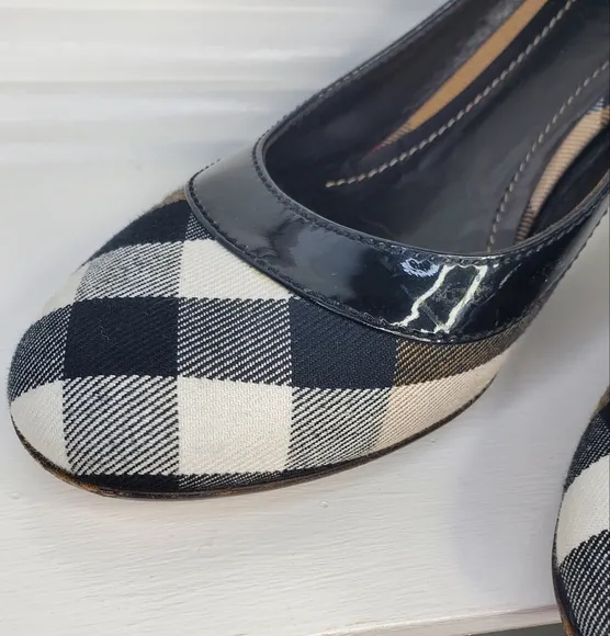 Burberry Women's Black and White Checkered Pumps