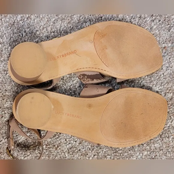 C- Lucky Brand womens high heel pemal heeled sandals