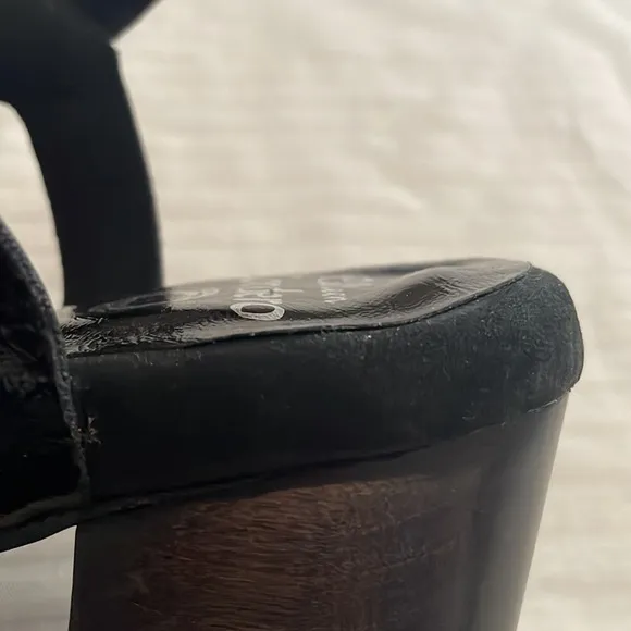 Calleen Cordero Handmade Leather Block Heel Sandals Black size 8.5