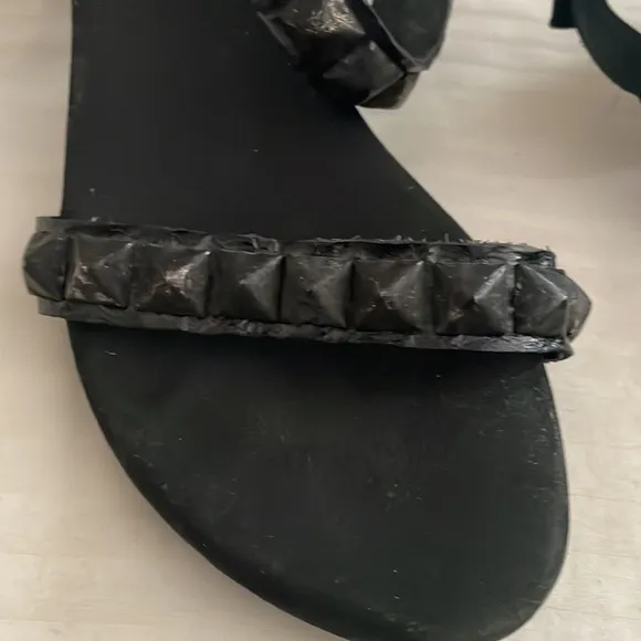 Calleen Cordero Handmade Leather Block Heel Sandals Black size 8.5