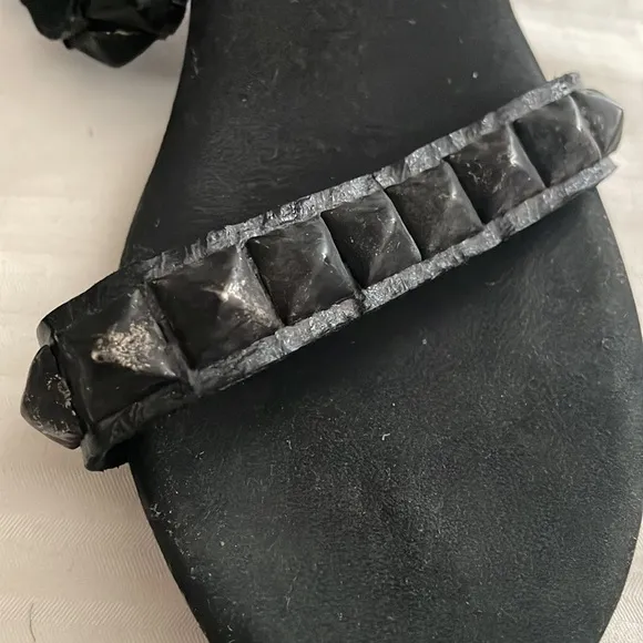 Calleen Cordero Handmade Leather Block Heel Sandals Black size 8.5