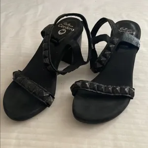 Calleen Cordero Handmade Leather Block Heel Sandals Black size 8.5
