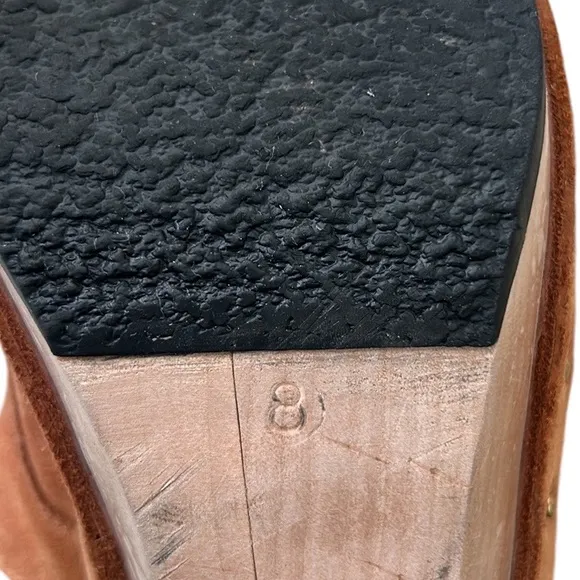 Calleen Cordero Kimi Suede Leather Chunky Wooden Platform Heel Mules Clogs - 8