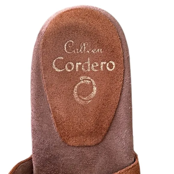 Calleen Cordero Kimi Suede Leather Chunky Wooden Platform Heel Mules Clogs - 8