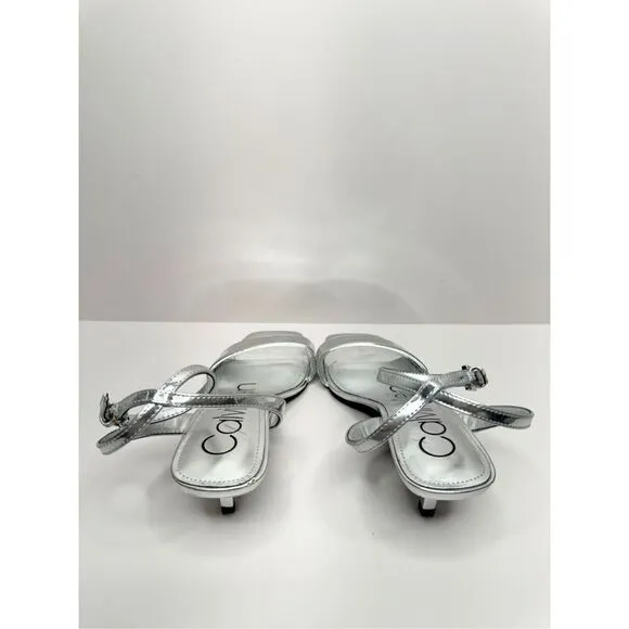 Calvin Klein Sandals Womens Size 5 Silver Belma Strappy Dress Open Toe Heels