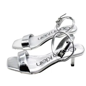 Calvin Klein Sandals Womens Size 5 Silver Belma Strappy Dress Open Toe Heels