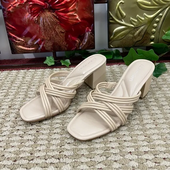 Calvin Klein Terisa Slide Sandals in Natural Size 6.5
