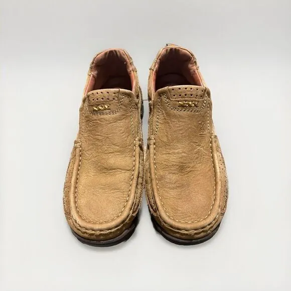 Camel Crown Mens Leather Khaki Light Brown Loafers Shoes Size 8.5