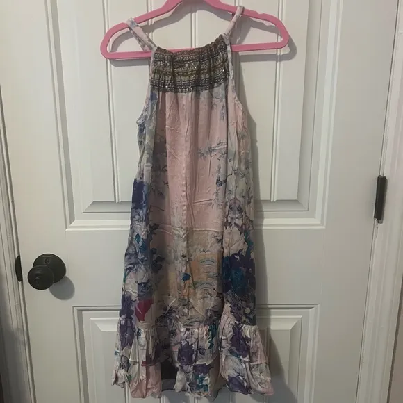 Camilla girls frill hem tiered art deco crystal bling floral dress. Size 6.