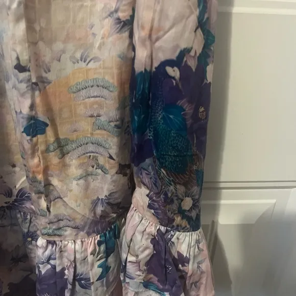 Camilla girls frill hem tiered art deco crystal bling floral dress. Size 6.