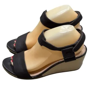 Camper Brown Leather Wedge Sandals Size 8.5 EUR 39 Hook and Loop Open Toe