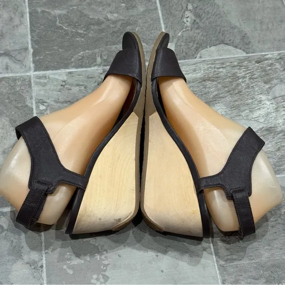 Camper Brown Leather Wedge Sandals Size 8.5 EUR 39 Hook and Loop Open Toe