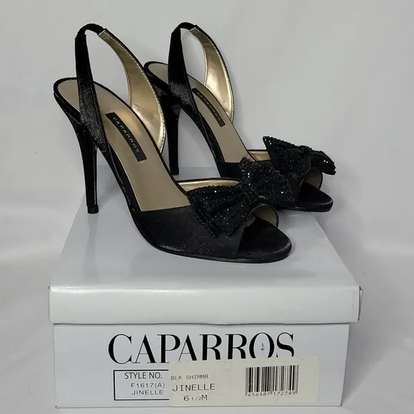 CAPARROS Jinelle Black Size 6 1/2 Evening Shoes