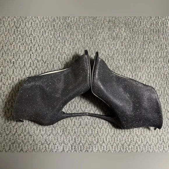 Caparros Pavlova Sparkly Black High Bootie Heels Open Toe Womens Size 8