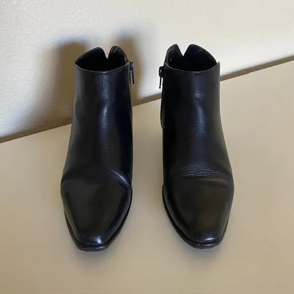 Capezio‎ Jodi Too Black Boots 2&quot; Block Heel Zippered Ankle Booties Women's 9M