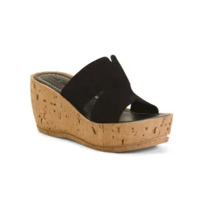 CARLO PERA Black Made In Italy Suede Wedge Sandals