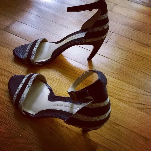 Carolinna Espinosa Snakeskin Slingback Sandals