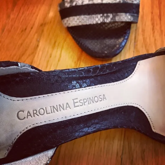 Carolinna Espinosa Snakeskin Slingback Sandals