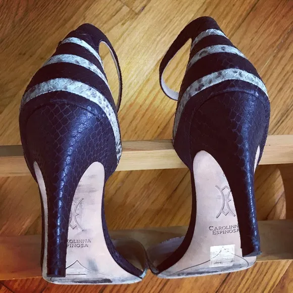 Carolinna Espinosa Snakeskin Slingback Sandals
