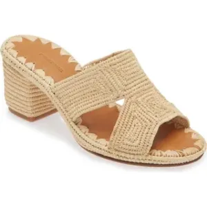 Carrie Forbes Cara Raffia Woven Block Heel Sandals Size 36 / US 6
