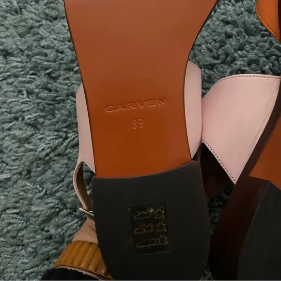 Carven Embellished Rose/Orange Two-Tone Sandals | NIB | Size 8