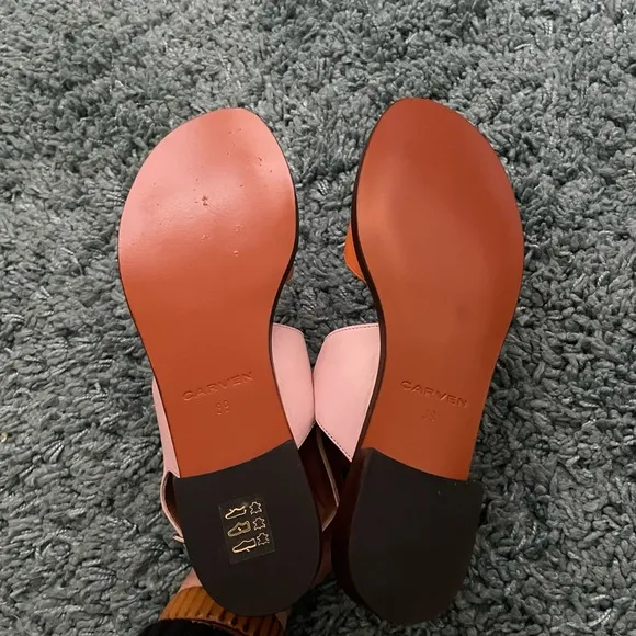 Carven Embellished Rose/Orange Two-Tone Sandals | NIB | Size 8