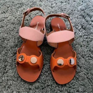 Carven Embellished Rose/Orange Two-Tone Sandals | NIB | Size 8