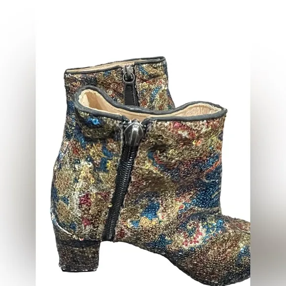 Carven sequined block heel boots size 37 EU (6 US)