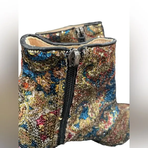 Carven sequined block heel boots size 37 EU (6 US)