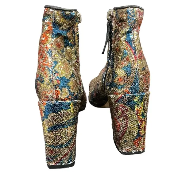 Carven sequined block heel boots size 37 EU (6 US)