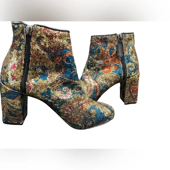 Carven sequined block heel boots size 37 EU (6 US)